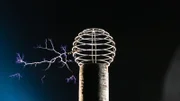 A test fire of the Death Ray prototype to test the strength and output of the current.