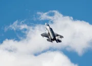 A U.S. Air Force F-35A Lightning II, assigned to the 63rd Fighter Squadron, Luke Air Force Base, Ariz., climbs to a higher altitude Aug. 26, 2019, at the Barry M. Goldwater Range near Gila Bend, Ariz. Pilots use the airspace in Gila Bend to train dropping ordnance and conducting strafing passes.