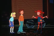 Die Gauner sind nach dem Stillstand des Zuges mit Kleiner Onkel geflohen. Pippi beschließt, ihnen zu folgen.