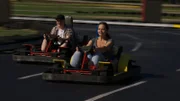 Christina and her boyfriend Shane racing go karts together after her surgery.