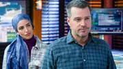 Special Agent Fatima Namazi (Medalion Rahimi, l.); G. Callen (Chris O'Donnell, r.)