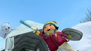 Kiki ruft die Freunde ins nächste Level des nachgespielten Videogames.