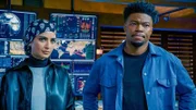 Special Agent Fatima Namazi (Medalion Rahimi, l.); Devin Roundtree (Caleb Castille, r.)