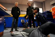 L-R: FBI Special Agent Alden Parker (Gary Cole), NCIS Special Agent Timothy McGee (Sean Murray), Medical Examiner Jimmy Palmer (Brian Dietzen)