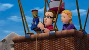 Hannah und ihr Vater machen eine Ballonfahrt. Dabei werfen sie das Joe-Jet-2000-Düsentriebwerk an.