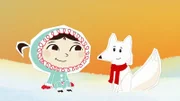 Der kleine Schneefuchs ist so sehr weiß, dass ihn niemand sehen kann, wenn er durch den Schnee läuft.