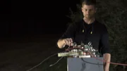 Aron Koscko, Builder of the "Death Ray" during Tesla Coil electrical output test.