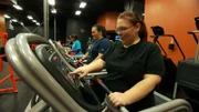 Ashley working out at the gym.