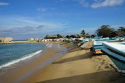 Boats on the beach of the Sri Lankan fishing village where the baliai shark was last seen