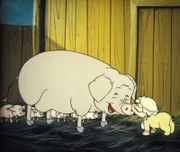 Die Wiedersehensfreude ist groß. Endlich ist es Alice gelungen, die Mutter des kleinen Schweinchens zu finden.