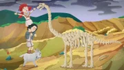 Leva und Mimo setzen mit der Hilfe der Ziege die Knochen zusammen.