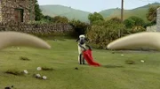 Wie ein Torero steht Shaun dem Stier gegenüber. Hoffentlich geht das gut!