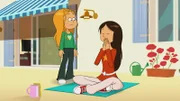 Wendy filmt sich für ihren neuen Yoga-Blog.