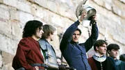 L-R: Sandro Botticelli (Sebastian De Souza), Giuliano de' Medici (Bradley James), Lorenzo de' Medici (Daniel Sharman)