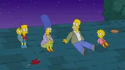 (v.l.n.r.) Maggie; Bart; Marge; Homer; Lisa