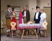 L-R: Beni (Erich Seyfried), Kathi (Gerda Steiner), Traudl (Manuela Denz), Florian (Hermann Giefer), Remigius (Peter Steiner), Monika (Christiane Blumhoff)