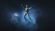 Crash test dummy Chuck orbits a newly formed neutron star. Crash test dummy Chuck orbits a newly formed neutron star.