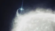 Pulsar stealing matter from a white dwarf, turning it into a diamond planet.