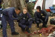 (v.l.n.r.) Clark Edison (Eugene Byrd); Temperance Brennan (Emily Deschanel); Camille Saroyan (Tamara Taylor)