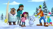 First from right: Donald Duck, second from right: Goofy