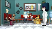 Mina Monroe (4.v.l.), Bunnicula (4.v.r.), Chester (3.v.r.), Harold (2.v.r.), Dr. MD (r.)