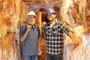 George and Yanni Aslamatzis underground mining in Coober Pedy, SA.