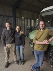 Toby and Abbie with Jimmy Doherty and their build pre-conversion.