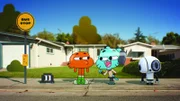 Gumball (2.v.re) und Darwin (2.v.li.) geben ihren Freunden Ocho (li.) und Bobert (re.) ihre Handynummer.