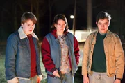 Brooke Turner (Theresa), Owen Halligan (Teen William) and James Denzer (Teen Robert) in shock looking at fire of burning sister
