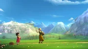 Tante Dete lässt Heidi auf der Alm zurück.