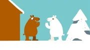 Braunbär und Eisbär freuen sich nach dem Versteckspiel.
