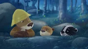 Lukas übernachtet mit seinem Sohn Udo und dem Dachsjungen Luis im Wald.