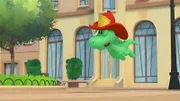 Um zu beweisen, dass es Drachen in Drachenstadt gibt, versucht Grisu sogar zu fliegen.