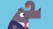 Das Nashorn kämmt sich die Haare.