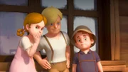 "Heidi 3D", "Die Reise zum Großvater." Heidi ist aufgeregt. Heute wird sie erstmals ihren Großvater kennenlernen! Die Tante, die das fünfjährige Waisenkind seit dem Tod ihrer Eltern betreut, hat eine neue Anstellung in Frankfurt gefunden. Statt ihr soll sich nun der Großvater um das Mädchen kümmern. Heidis Opa wird von allen 'Alm-Öhi' genannt, lebt auf einer hoch gelegenen Alm in den Schweizer Bergen und gilt als ziemlich stur und unzugänglich. Soweit als möglich, meidet er lieber den Kontakt mit seinen Mitmenschen.