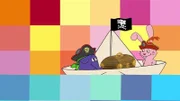 Hase und Elefant sind als Piraten unterwegs