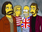 Als neuer Bürgermeister lädt Homer (2.v.r.) die Rockgruppe "The Who" ein.