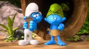 Papa Schlumpf schickt Dummi, Beauty und Poeti in den Wald, damit sie von Wild lernen, sich in der Natur zurecht zu finden.