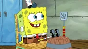 Plankton versucht mithilfe eines sprechenden Pfannenwenders, an SpongeBobs Geheimformel zu gelangen.
