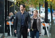 Lucifer (Tom Ellis, l.) und Chloe (Lauren German) arbeiten mit Linda zusammen, nachdem ein Therapeut ermordet wurde.