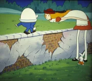 Humpty Dumpty hält Alice für eine Schlange. Er fürchtet sich. Schlangen essen gerne Eier, und Humpty Dumpty ist ein Ei.