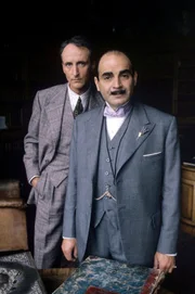 Hugh Fraser (Captain Haistings), David Suchet (Hercules Poirot).