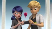L-R: Marinette Dupain-Cheng, Tikki, Adrien Agreste