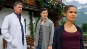 Der Bergdoktor Staffel 15 Scheinwelten – Teil 2 Zwei Männer und eine Frau: Hans Sigl als Bergdoktor Dr. Martin Gruber, Jaime Ferkic als Sebastian Rutloff, Cynthia Micas als Alina Wagner
