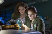 Tierärztin Susanne Mertens (Elisabeth Lanz, r.) und Assistenzärztin Karoline Schneider (Maxine Kazis, l.) sind – wenn nötig - zu jeder Tages- und Nachtzeit im Einsatz. In diesem Fall hat sich eine Hyäne einen Glassplitter in die Pfote getreten.
