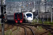 Das Gleisvorfeld des Schmalspurteils von Hakata Station. Der größte Teil des japanischen Schienennetzes hat eine Spurweite von 1067 Millimetern.