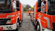 Parked fire trucks