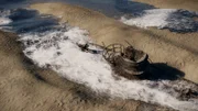 Die Spitze des U-Bootes 166 ist freigelegt, wenn das Wasser des Golfs von Mexiko entwässert wird.
