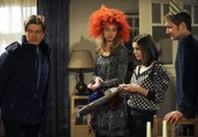 Bayerisches Fernsehen DAHOAM IS DAHOAM, FOLGE 683, "Der Faschingsmuffel", am Montag um 19:45 Uhr. Bamberger beschließt, dem Faschingstrubel dieses Jahr fern zubleiben. Von links: Roland Bamberger (Horst Kummeth), Caro Ertl (Teresa Rizos), Nina Kreutzer (Andrea Schmitt) und Ludwig Brunner (Martin Wenzl).