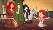 Bruna, Kula und Leva haben Spaß beim Stikato.